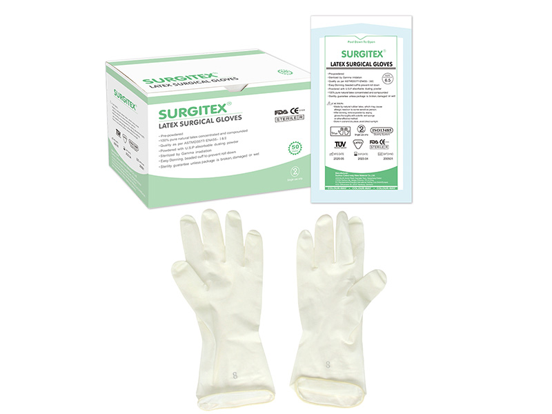 sterilized latex surgical gloves