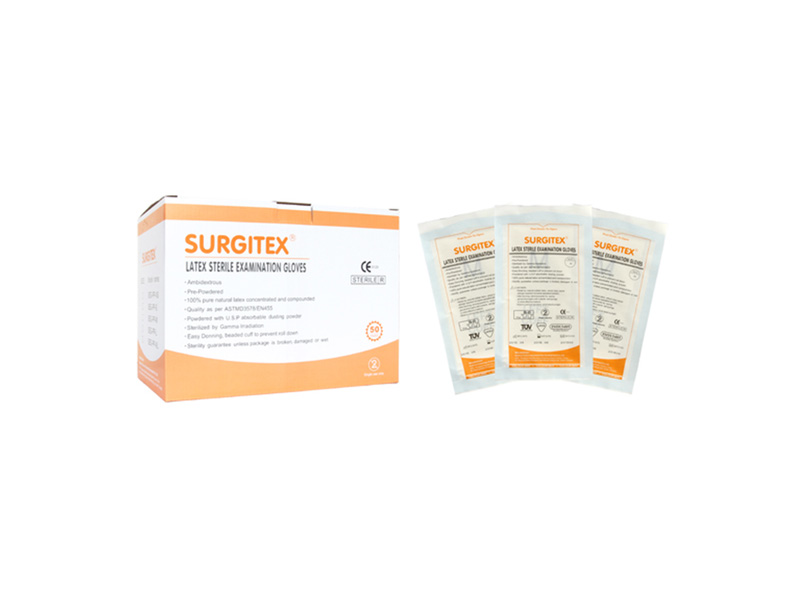 SURGITEX Sterilized Latex Examination Gloves(Pre- powdered)